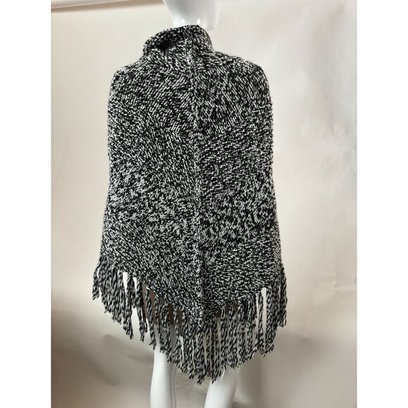 Ann Taylor Loft Acrylic Knit Cowl Neck Poncho With Fringe Made in Italy - Picture 12 of 16